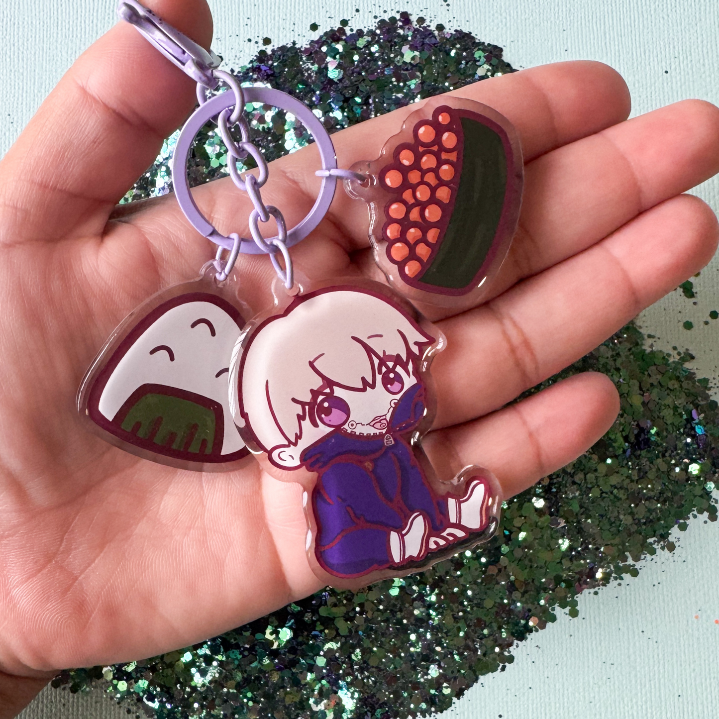 3 Charm Rice Ball Kid JJK Keychain